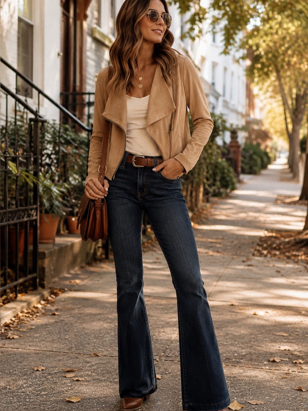 Express Camel Faux Suede Moto Jacket Draped Collar Asymmetrical Zip Small